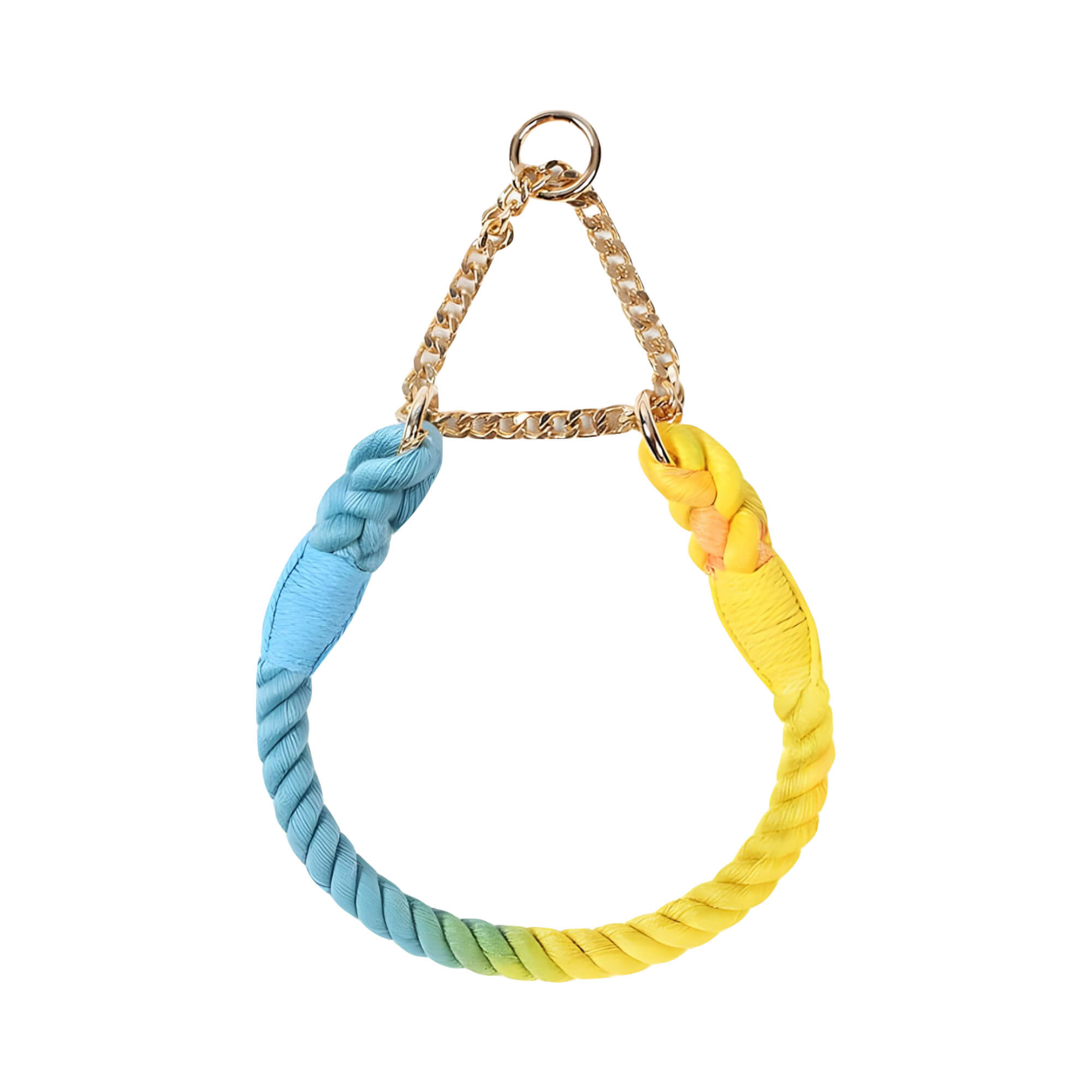 Rainbow Cotton Rope Dog Collar - The Perfect Martingale Dog collar with Chain