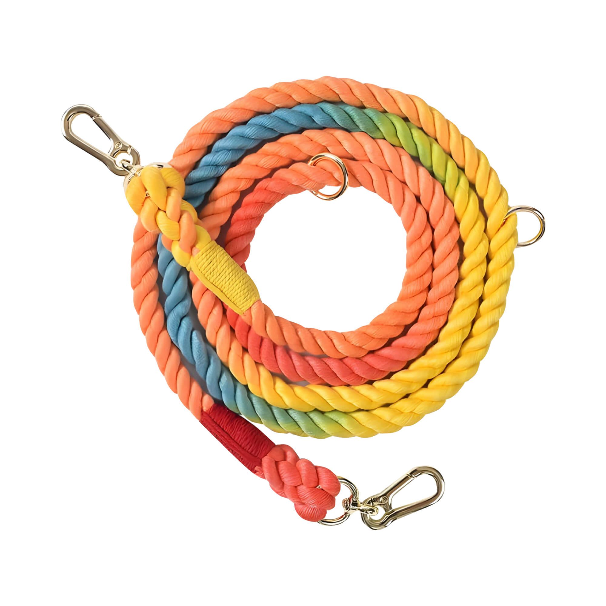 Rainbow Hands Free Dog Leash - Long Rope Dog Leash with Double Handles for Running or 2-dogs walking