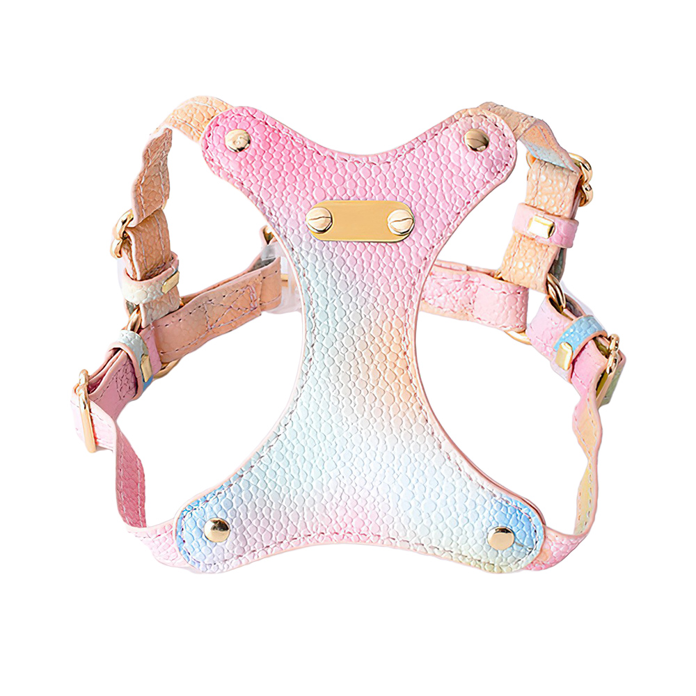 Colorful Escape Proof Cat Harness - Durable and Cute Leather Cat Harness with Neck Buckle