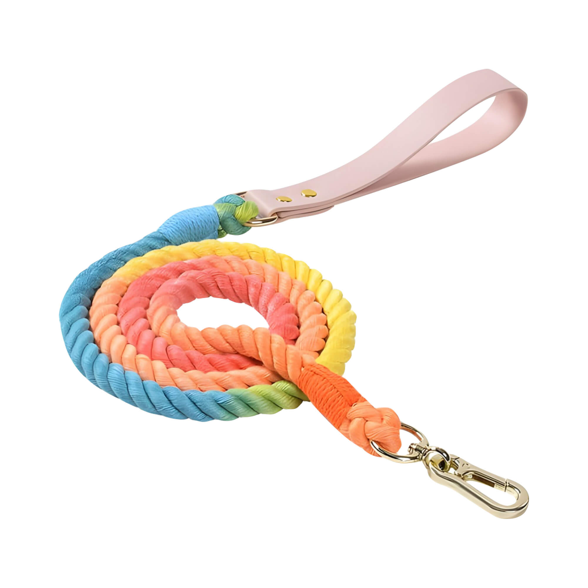 Rainbow Cotton Rope and Leather Dog Leash - Stylish and Unique Dog Leash for Modern Dogs